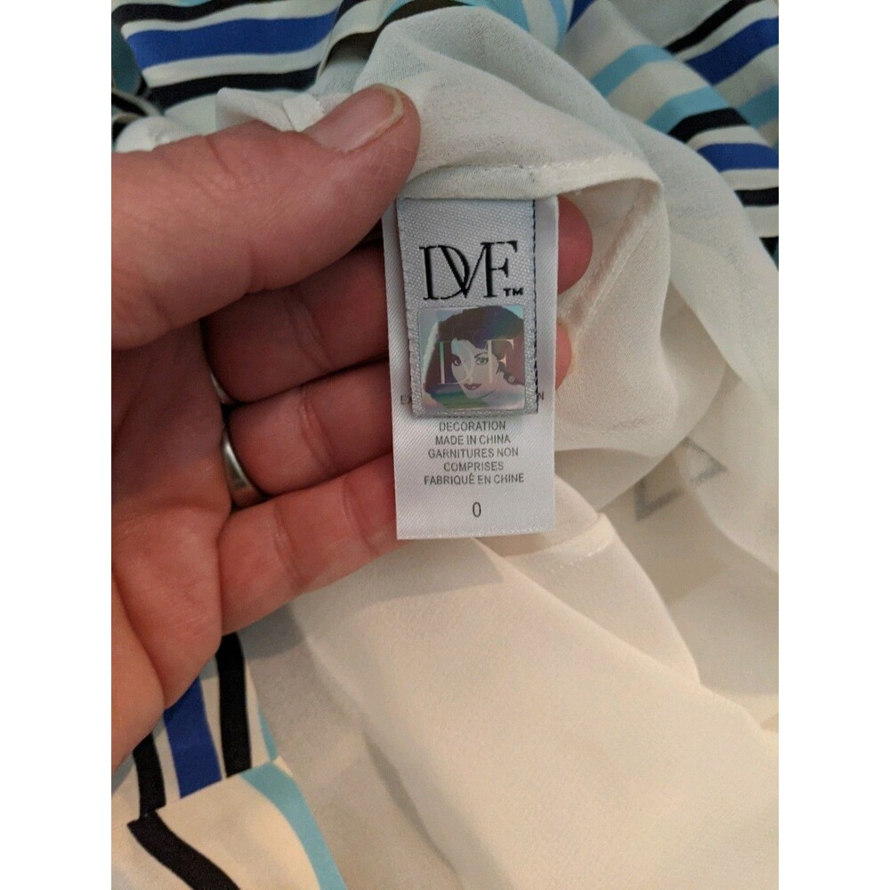 DVF Diane von Furstenberg 100% Silk Tunic Mini Dress Sz 0 XS S Ivory Geometric - Picture 16 of 16
